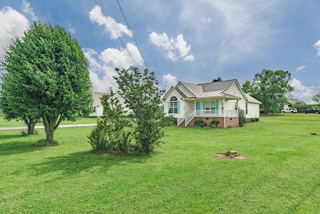 exterior space with a porch, crawl space, and a yard