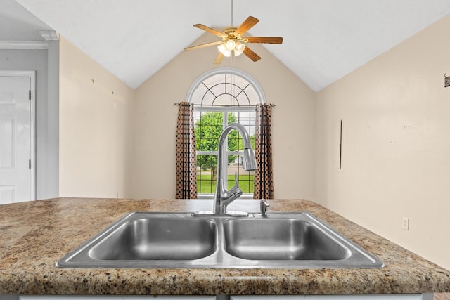 details with a sink and ceiling fan