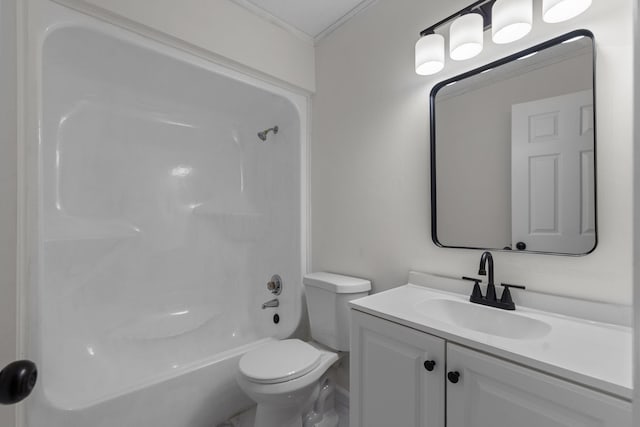 846 Forrest Glen Dr, Old Hickory, TN 37138 - full bath with bathtub / shower combination, toilet, ornamental molding, and vanity
