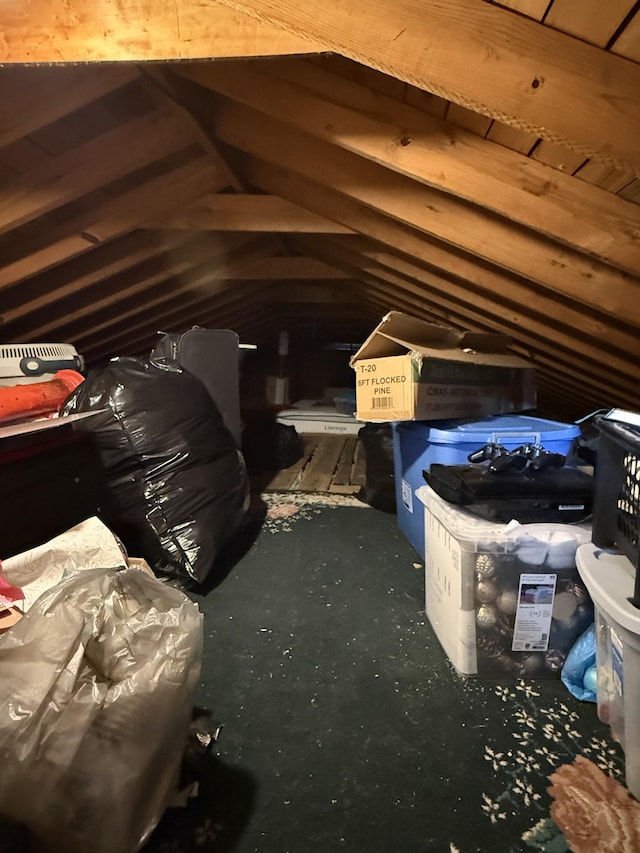 view of unfinished attic