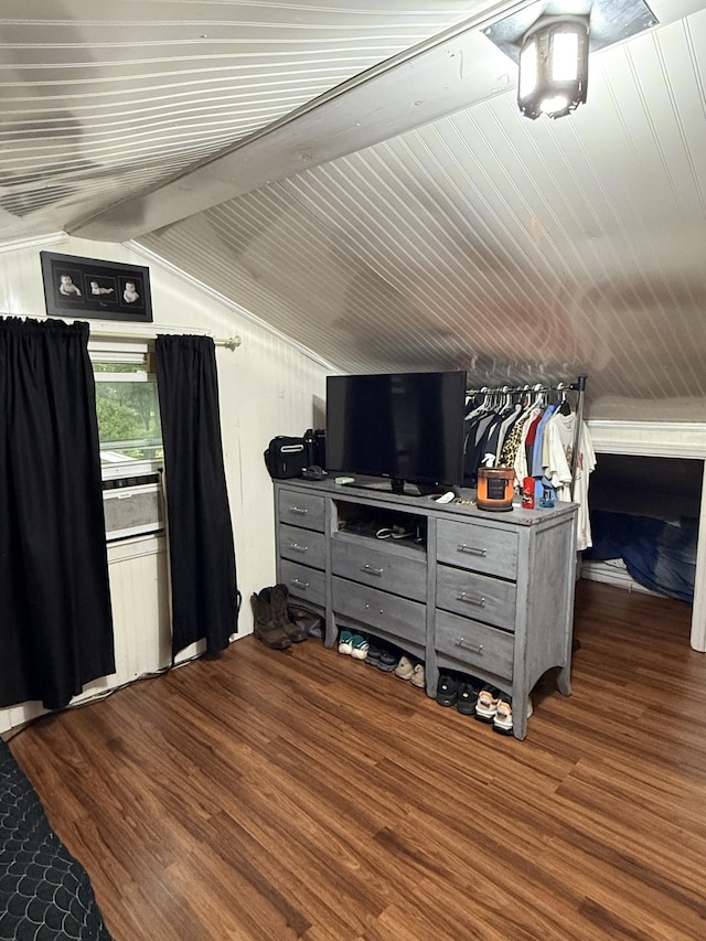 bonus room featuring wood ceiling, wood finished floors, and lofted ceiling