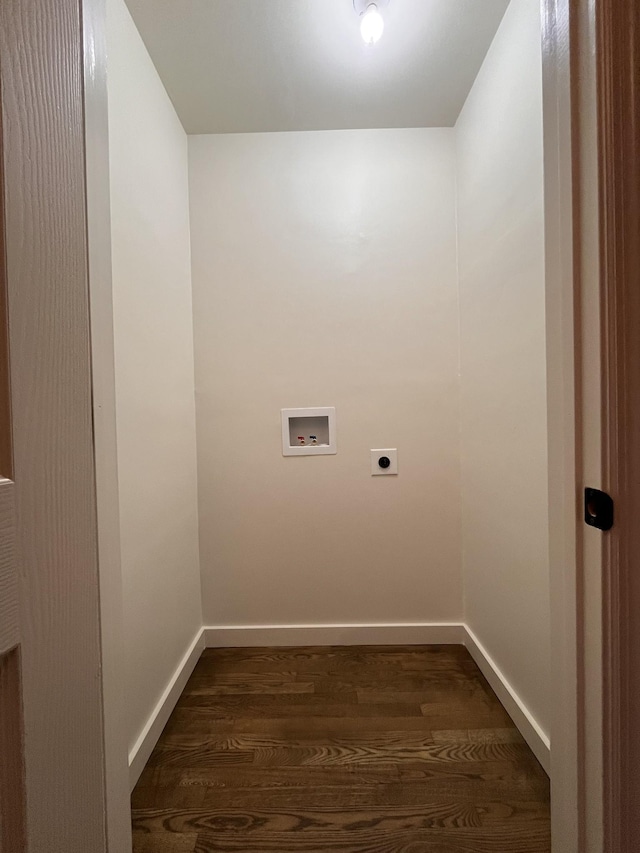 361 Binkley Dr, Nashville, TN 37211 - laundry area featuring electric dryer hookup, hookup for a washing machine, dark wood-style floors, and baseboards