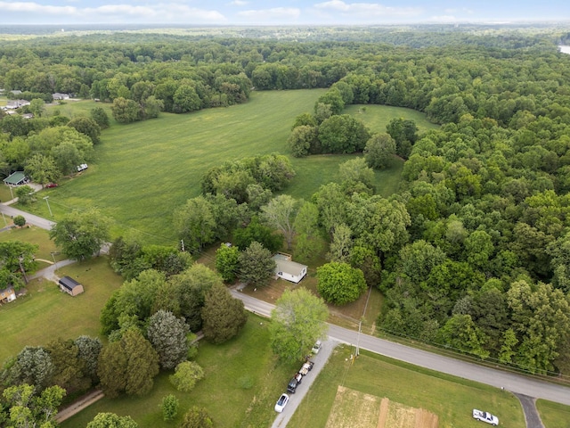 aerial view with a forest view and a rural view