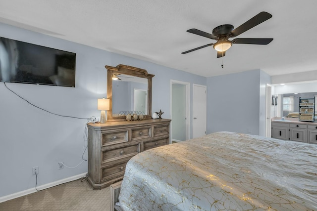1204 Wood Pines Ln, Hixson, TN 37343 - bedroom featuring carpet flooring, baseboards, ceiling fan, and ensuite bath