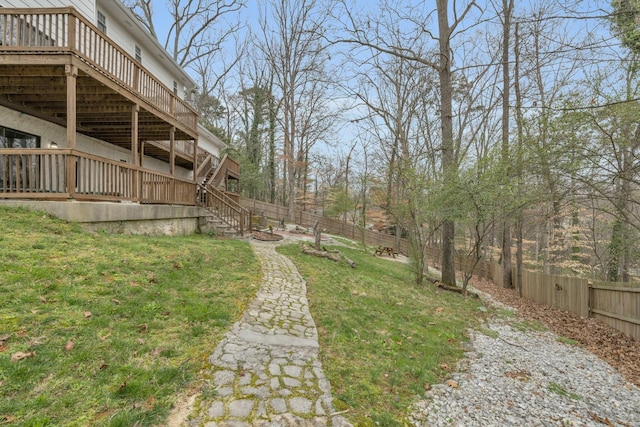 1204 Wood Pines Ln, Hixson, TN 37343 - view of yard featuring stairway and a wooden deck