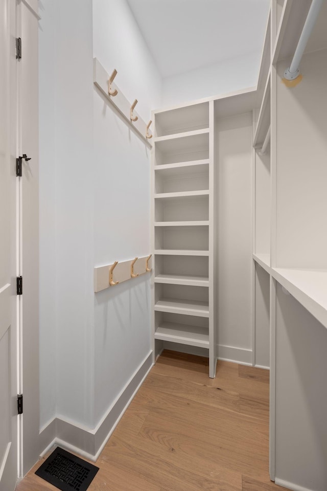 spacious closet with light wood-style flooring