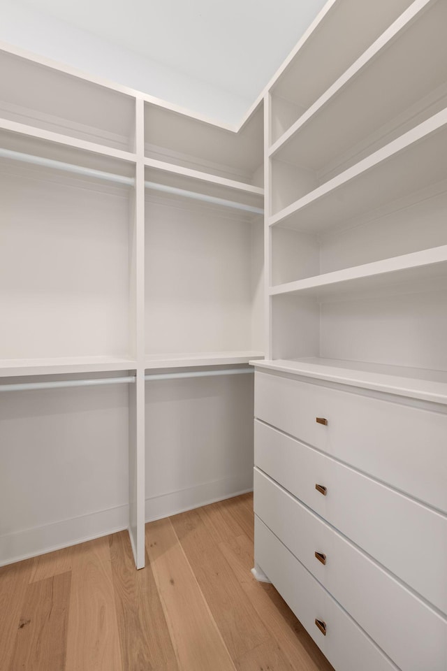 walk in closet featuring light wood finished floors