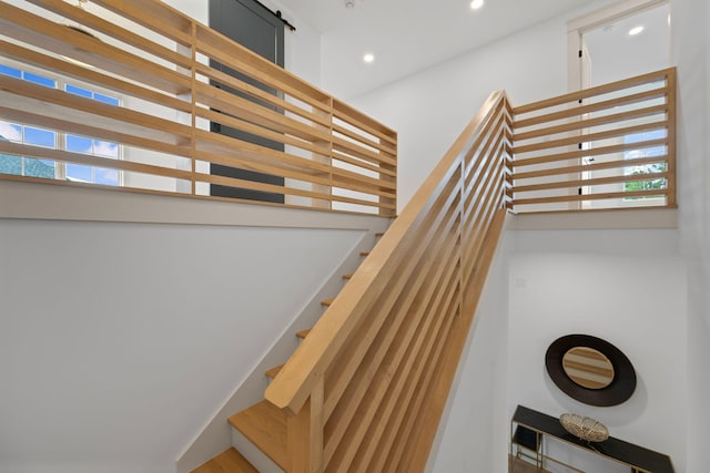 stairway with recessed lighting