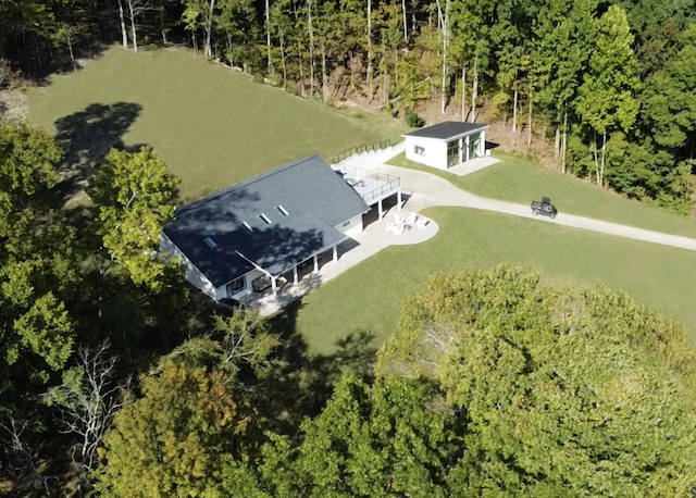 aerial view with a forest view
