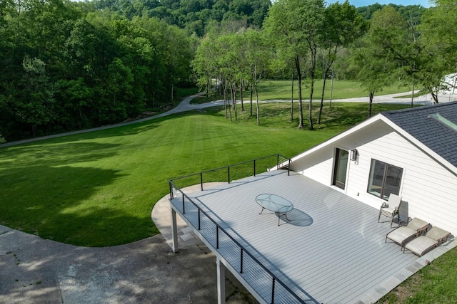 view of community with a lawn and a deck