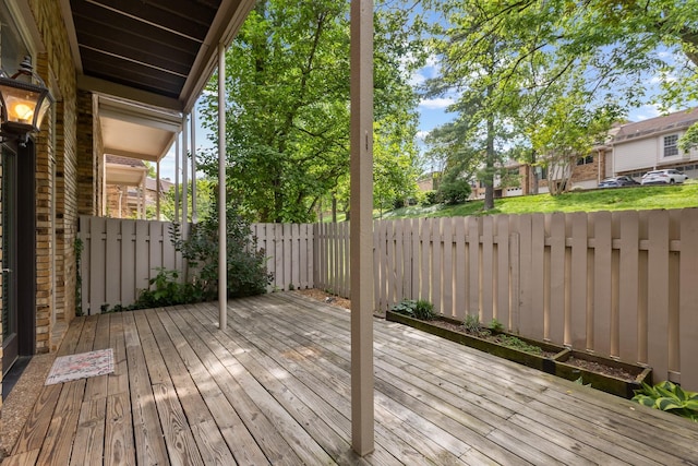 deck featuring a fenced backyard