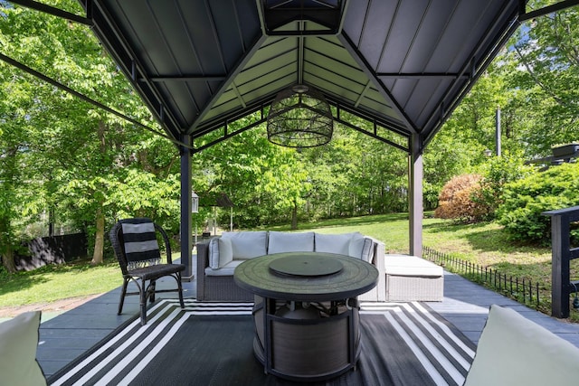 716 S Summerfield Dr, Madison, TN 37115 - view of patio featuring an outdoor living space, a deck, and view of wooded area