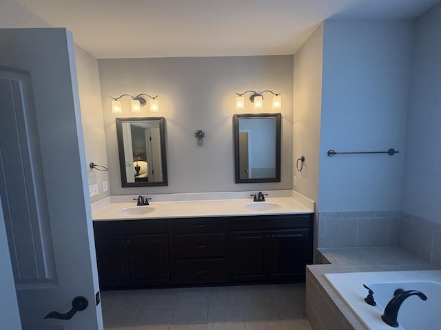 1254 Charleston Blvd, Murfreesboro, TN 37130 - full bathroom with tile patterned flooring, tiled tub, and double vanity