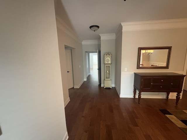 1254 Charleston Blvd, Murfreesboro, TN 37130 - hallway with dark wood-style floors, ornamental molding, and baseboards