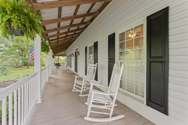 deck featuring a porch