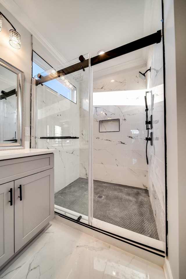 2509A Scovel St, Nashville, TN 37208 - full bathroom featuring vanity, marble finish floor, and a marble finish shower