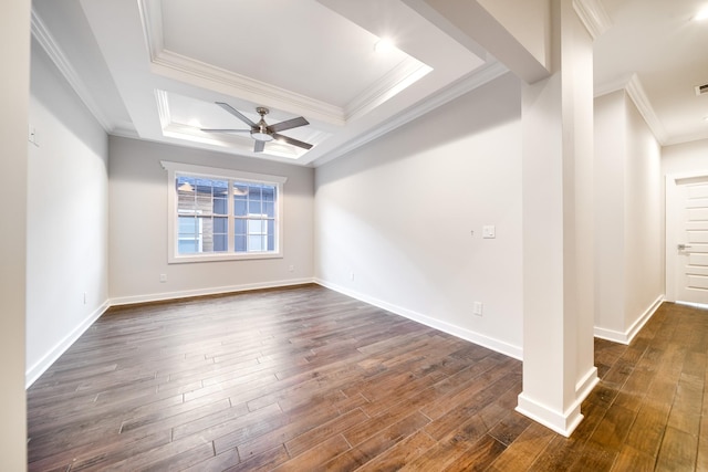 2509A Scovel St, Nashville, TN 37208 - empty room featuring ceiling fan, visible vents, baseboards, dark wood-style floors, and ornamental molding