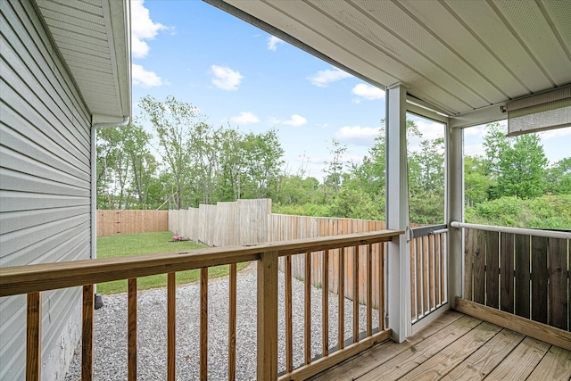 deck with a fenced backyard