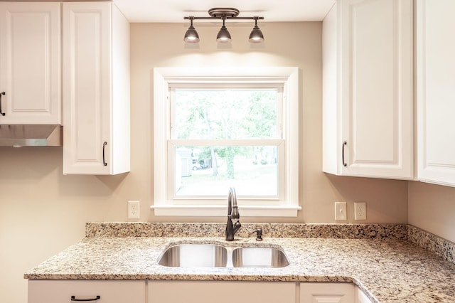 154 Church Ave, Watertown, TN 37184 - kitchen with a sink, light stone counters, and white cabinets