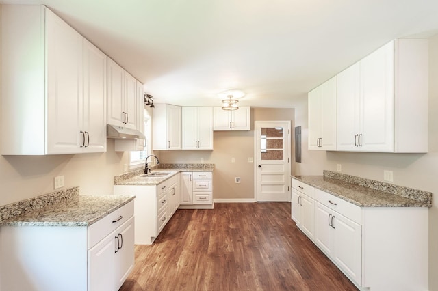 154 Church Ave, Watertown, TN 37184 - kitchen with baseboards, light stone countertops, a sink, and wood finished floors
