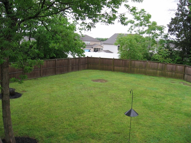 view of yard with a fenced backyard