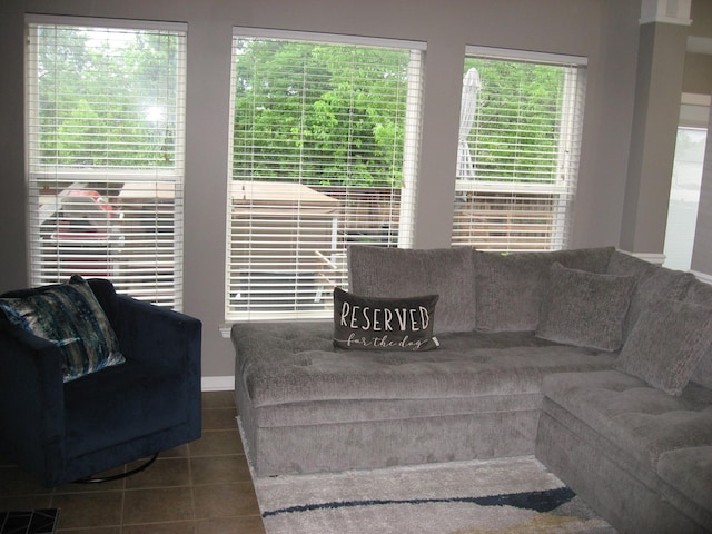 view of tiled living area