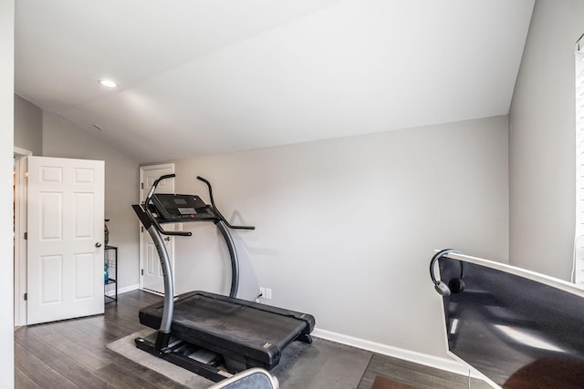 1505 Sylvan Park Ct, Mount Juliet, TN 37122 - exercise area with lofted ceiling, wood finished floors, baseboards, and recessed lighting