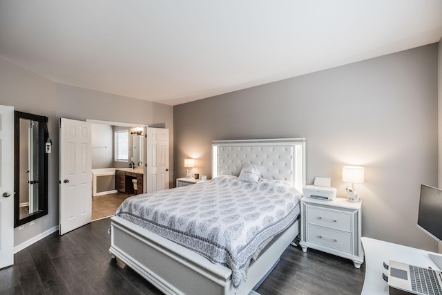 1505 Sylvan Park Ct, Mount Juliet, TN 37122 - bedroom featuring dark wood finished floors, a chandelier, and ensuite bath