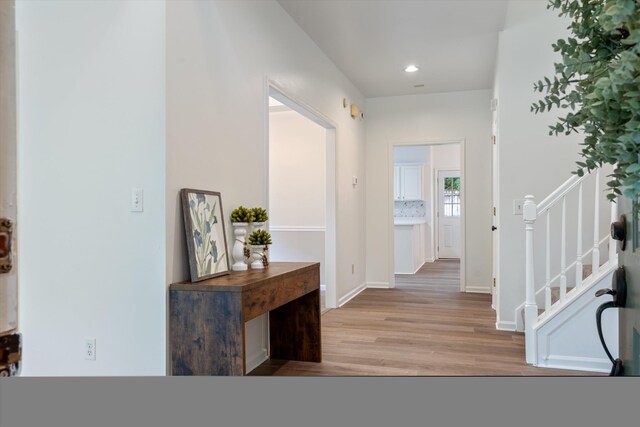 1069 Fitzpatrick Rd, Nashville, TN 37214 - corridor with light wood finished floors, recessed lighting, stairs, and baseboards