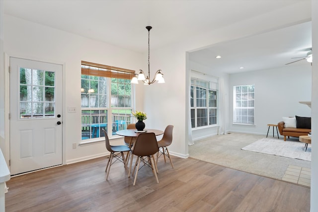 1069 Fitzpatrick Rd, Nashville, TN 37214 - dining room with wood finished floors, a chandelier, healthy amount of natural light, baseboards, and recessed lighting