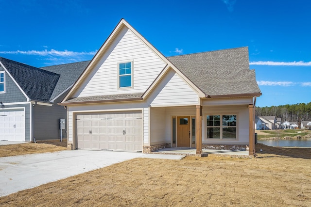 492 Willow Grove Ct Unit 60, Ringgold, GA 30736 - traditional-style home with an attached garage, a water view, roof with shingles, and concrete driveway