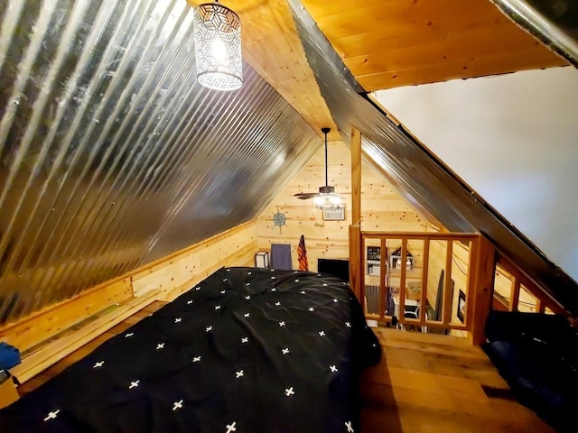 4179 Beaver Bend Dr, Nunnelly, TN 37137 - interior space featuring wooden walls, wood ceiling, vaulted ceiling, and wood finished floors
