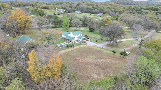 aerial view featuring a rural view