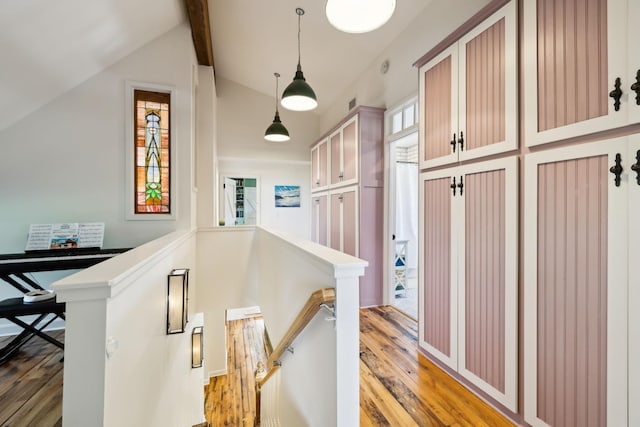 503 Brick Church Pike, Goodlettsville, TN 37072 - hallway featuring light wood-style floors, an upstairs landing, and lofted ceiling with beams