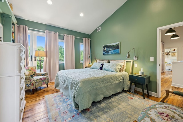 503 Brick Church Pike, Goodlettsville, TN 37072 - bedroom with recessed lighting, visible vents, wood-type flooring, and high vaulted ceiling