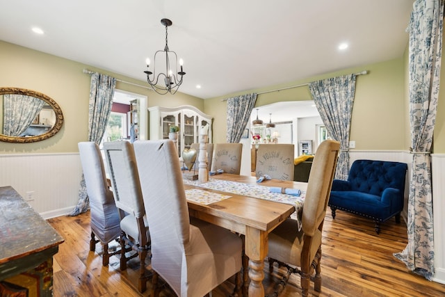 503 Brick Church Pike, Goodlettsville, TN 37072 - dining room featuring recessed lighting, a wainscoted wall, an inviting chandelier, and hardwood / wood-style flooring