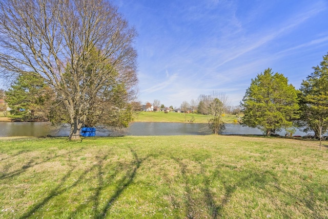 view of yard with a water view
