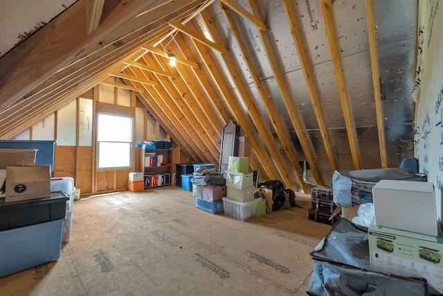 view of unfinished attic