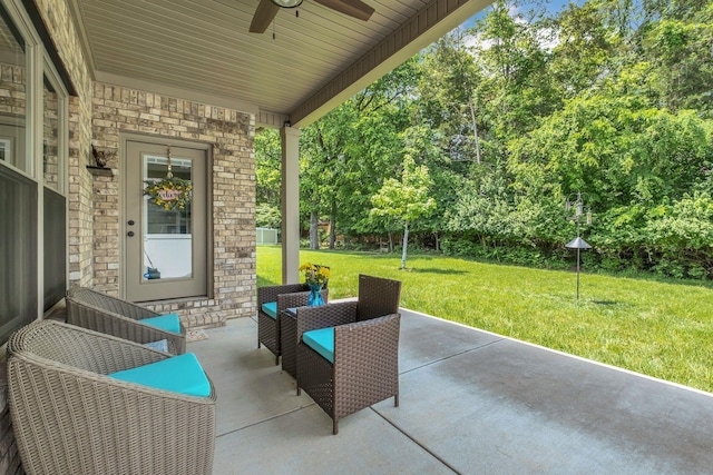 view of patio / terrace with a ceiling fan