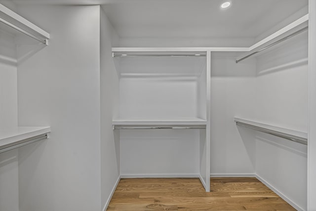 walk in closet featuring light wood-style flooring