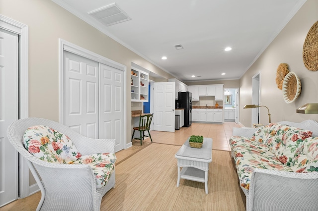 9404 Dove Field Ct, Brentwood, TN 37027 - living area with recessed lighting, ornamental molding, and visible vents