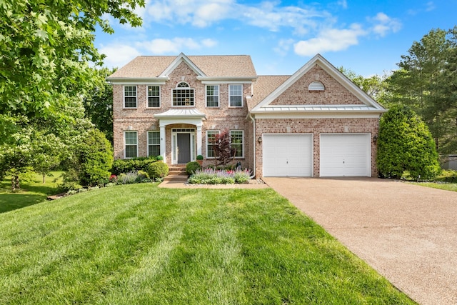 9404 Dove Field Ct, Brentwood, TN 37027 - view of front of property with brick siding, an attached garage, a shingled roof, concrete driveway, and a front yard