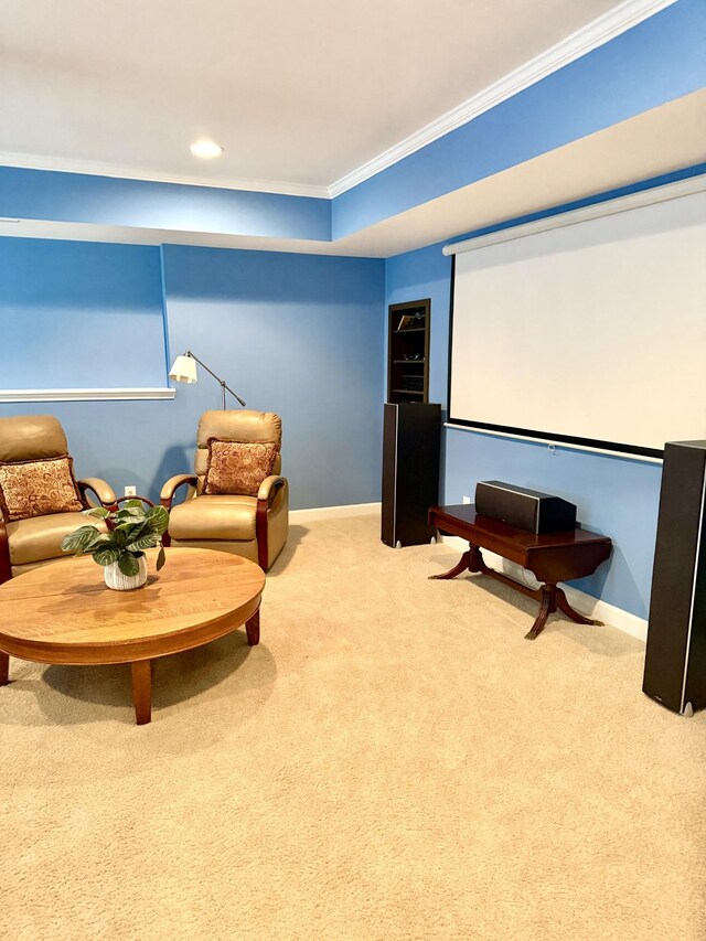 9404 Dove Field Ct, Brentwood, TN 37027 - carpeted home theater room featuring crown molding, baseboards, and recessed lighting