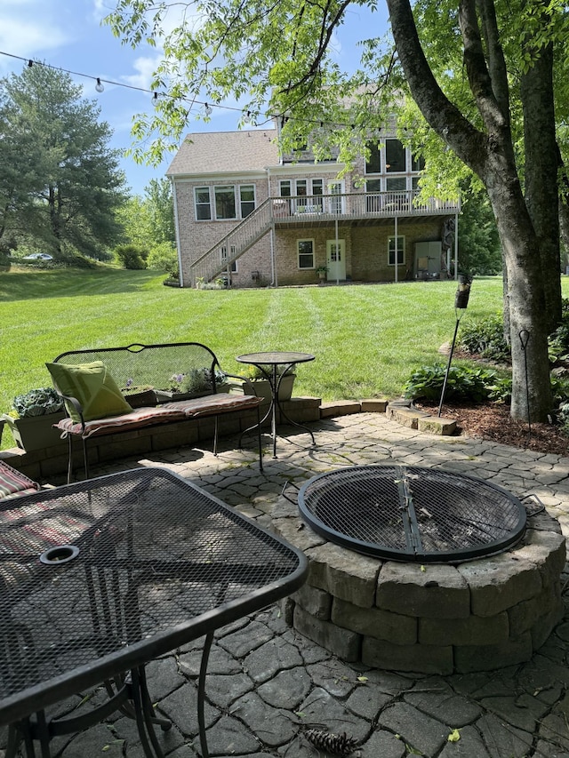 9404 Dove Field Ct, Brentwood, TN 37027 - view of patio with an outdoor fire pit, stairs, and a wooden deck