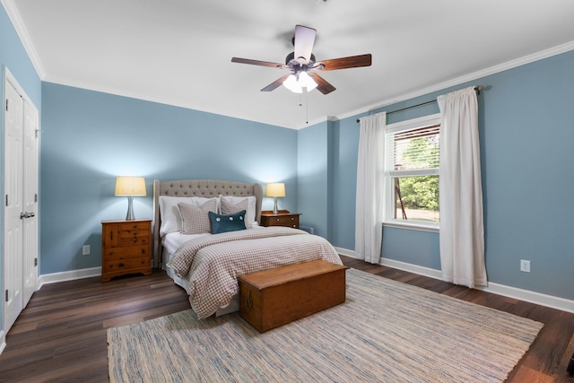 9404 Dove Field Ct, Brentwood, TN 37027 - bedroom with baseboards, ceiling fan, crown molding, and wood finished floors