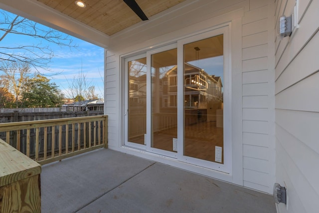 view of patio / terrace featuring fence
