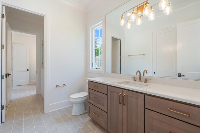 1408 Adams St, Franklin, TN 37064 - bathroom with vanity, toilet, baseboards, and tile patterned flooring