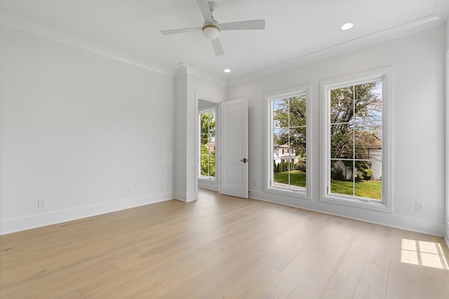 1408 Adams St, Franklin, TN 37064 - spare room featuring healthy amount of natural light, baseboards, light wood-type flooring, crown molding, and recessed lighting
