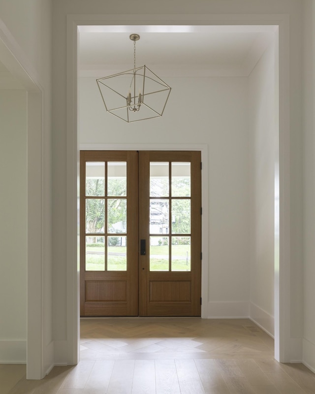 1408 Adams St, Franklin, TN 37064 - doorway to outside featuring french doors and a chandelier