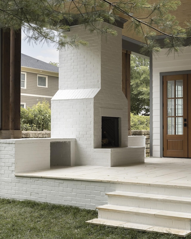 1408 Adams St, Franklin, TN 37064 - view of patio featuring an outdoor brick fireplace